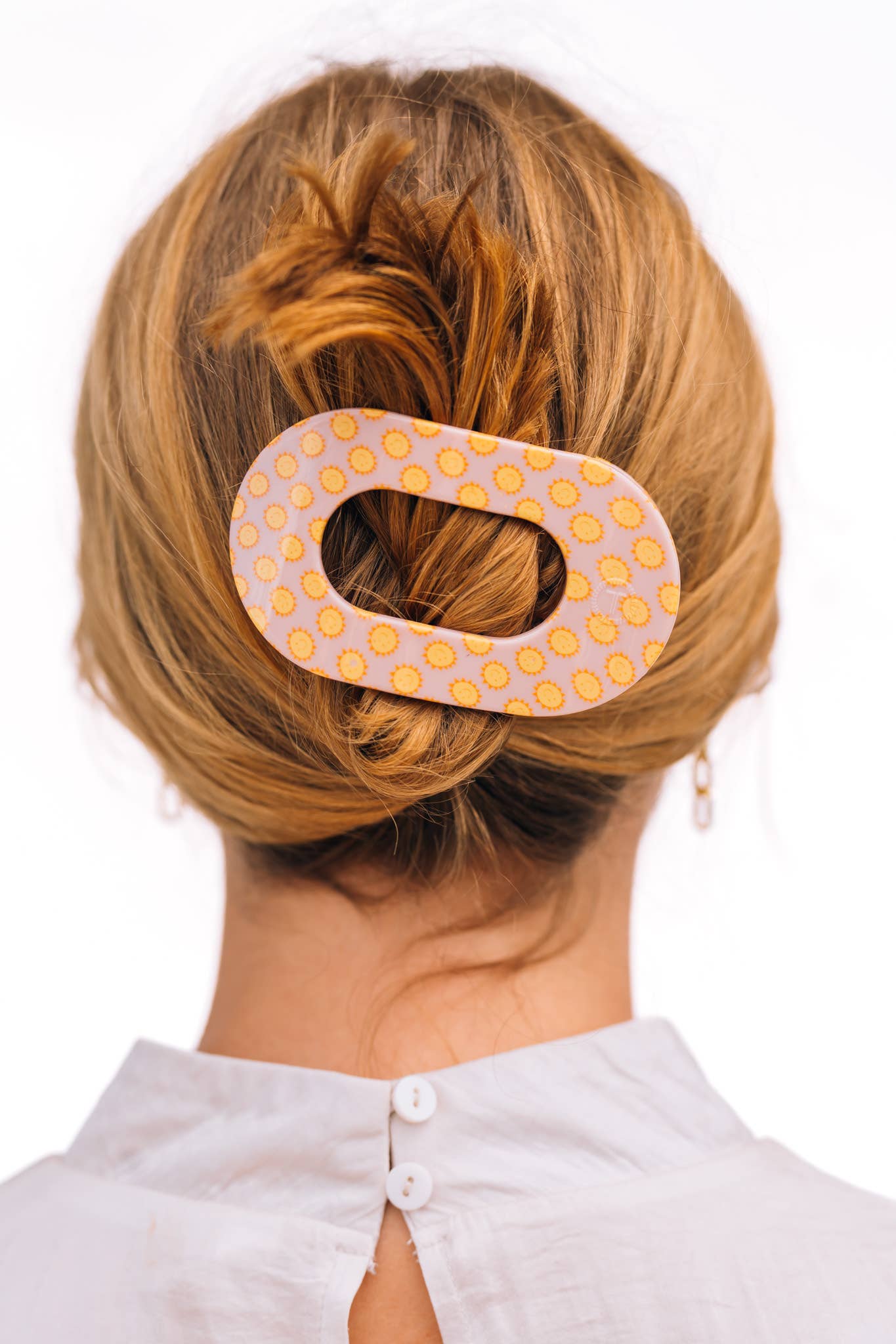 TELETIES - Round Flat Hair Clip | Medium | Sunny Days Ahead