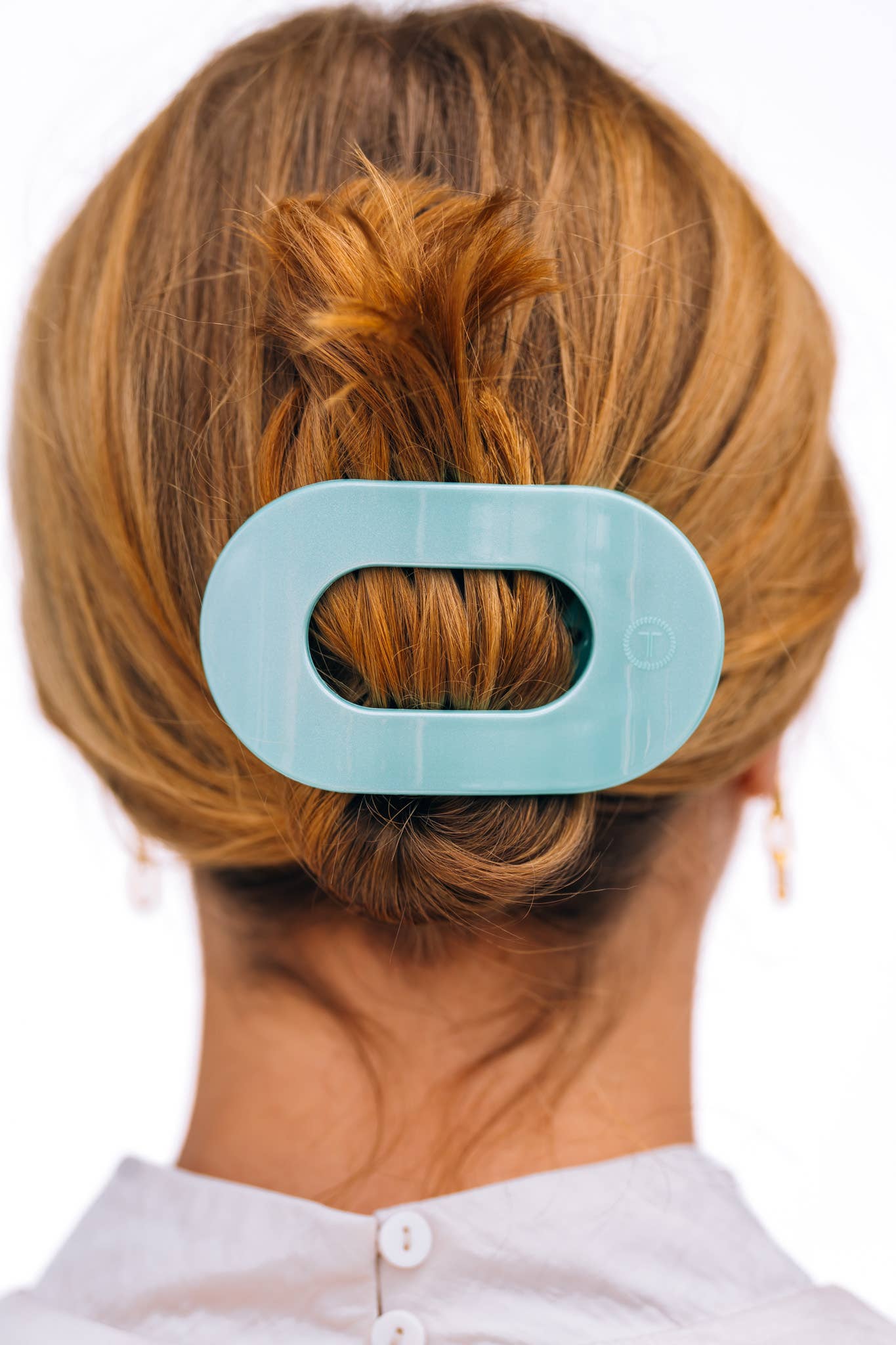 TELETIES - Round Flat Hair Clip | Medium | Totally Turquoise