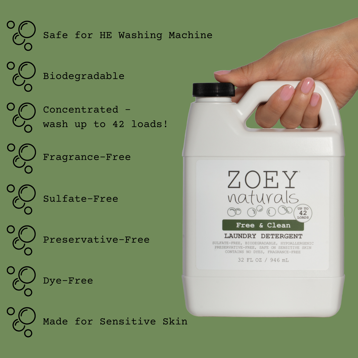 Zoey Naturals Free & Clean Laundry Detergent